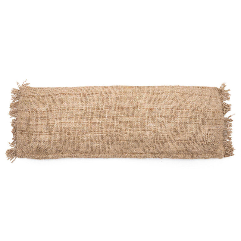 Housse de coussin rectangulaire beige coton - 35x100 cm