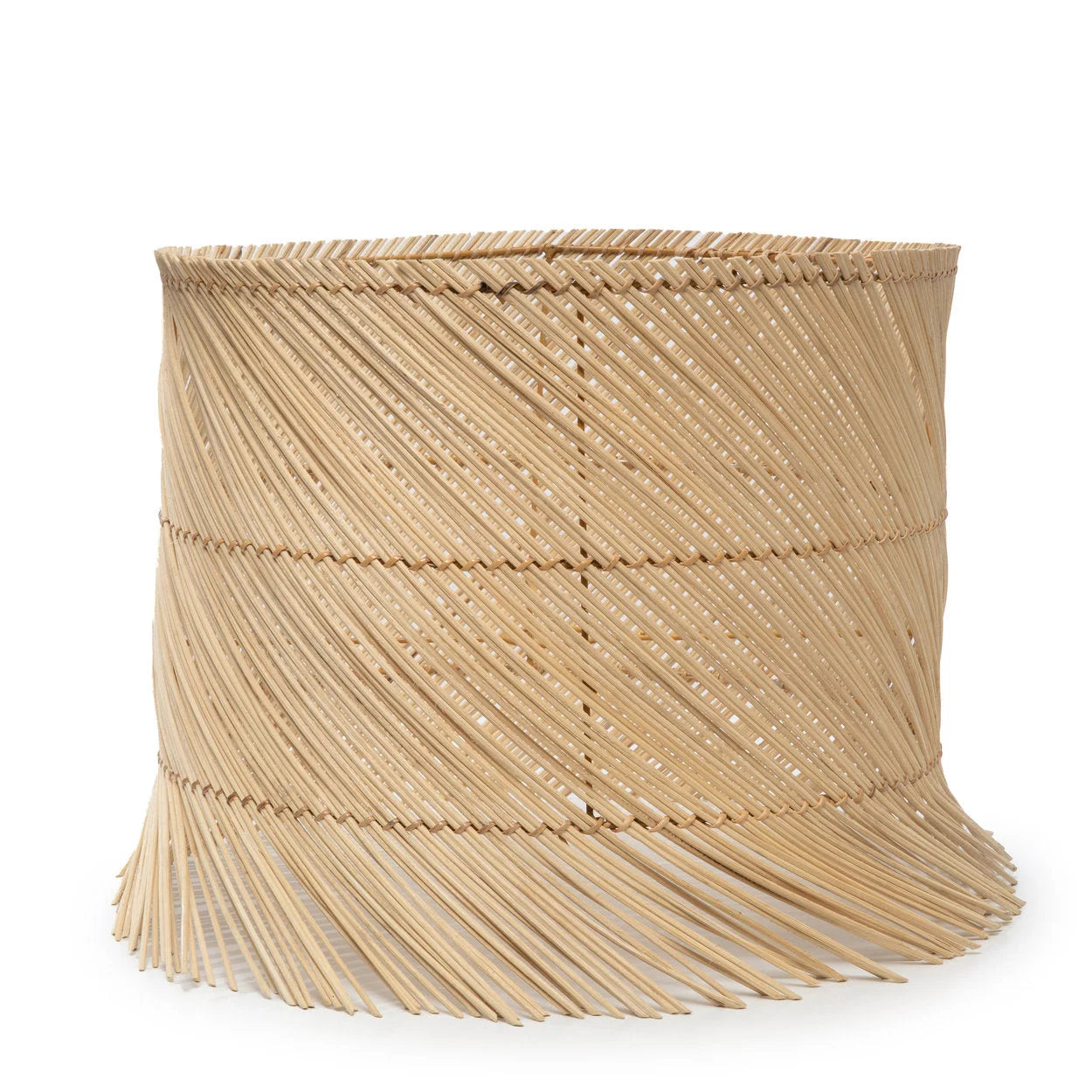 Panier cylindrique en fibres naturelles avec franges pour abat-jour ajouré Ø42 cm