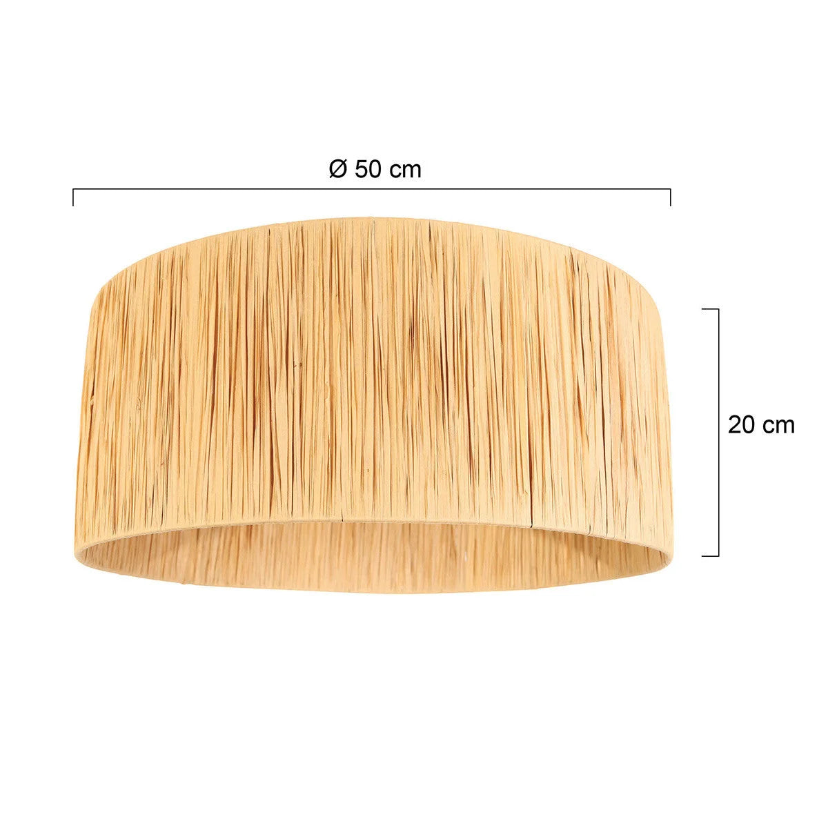 Abat-jour cylindrique en seagrass naturel de 50 cm de diamètre et 20 cm de hauteur
