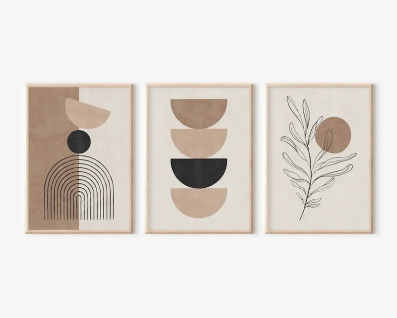 Affiche murale géométrique sur toile – Set de 3