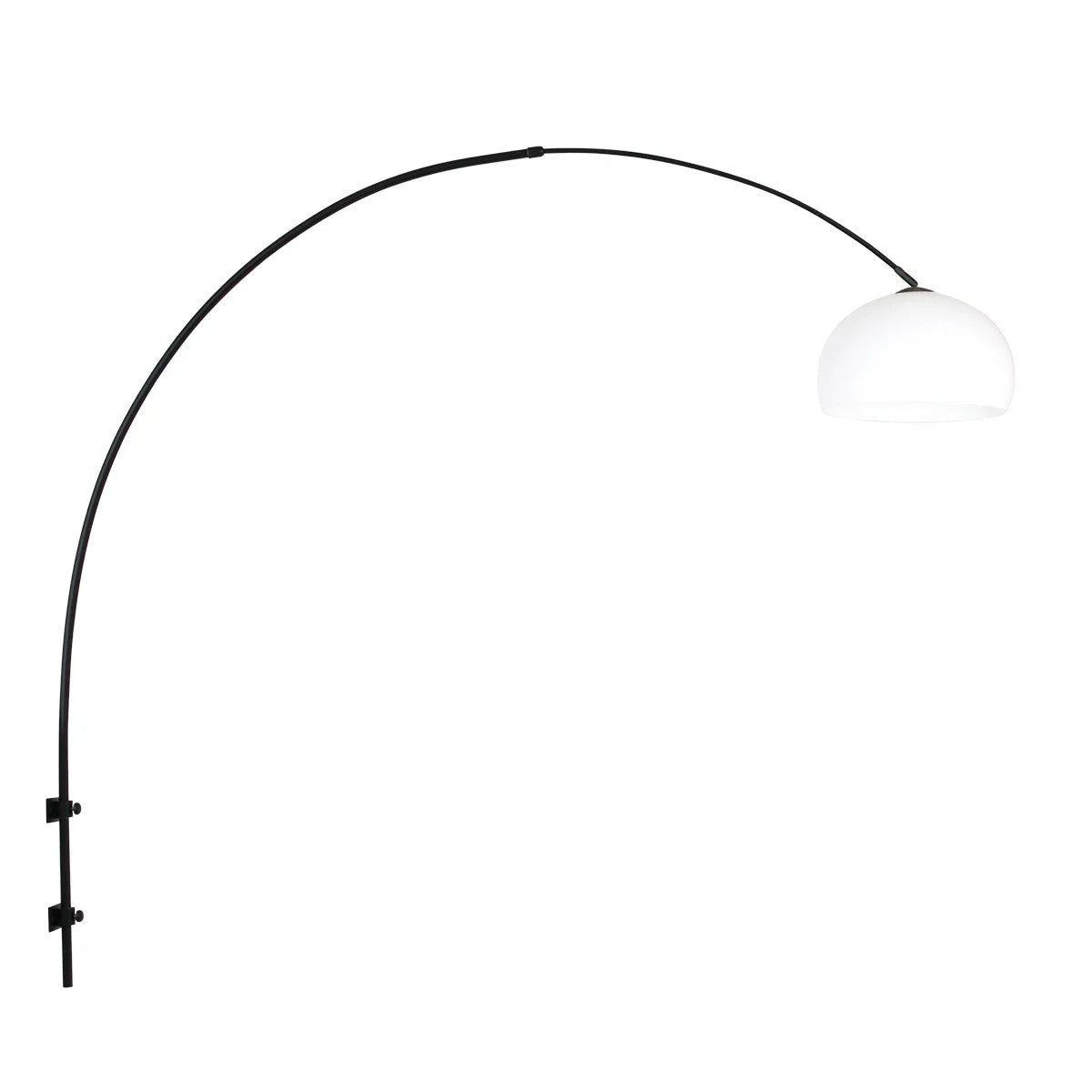 Lampadaire arqué avec abat-jour en métal noir et dôme blanc Ø40 cm