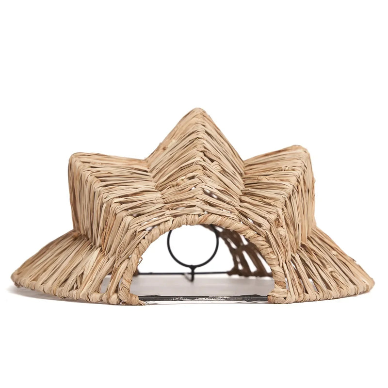 Cachette pour animaux en forme d étoile tissée, design en Raphia plié naturel 40 cm
