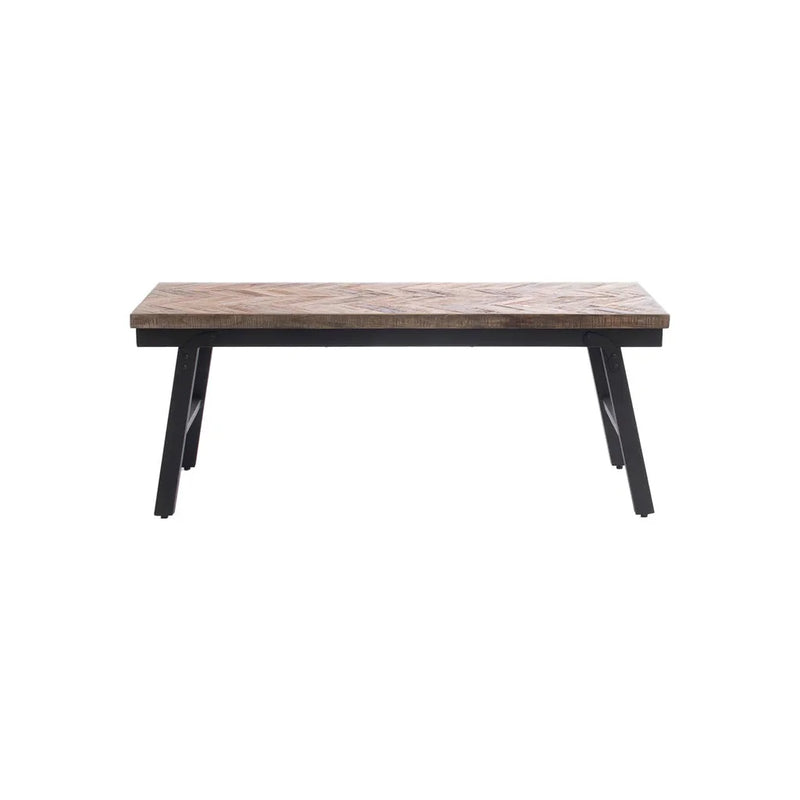 Table basse rectangulaire en bois naturel avec pieds en métal noir pour Le banc à chevrons Naturel 110