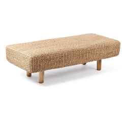 Banquette rectangulaire en laine tissée avec pattes en bois pour Le banc de jacinthe d’eau