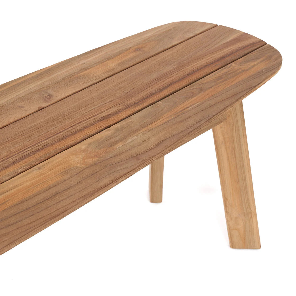Banc en teck recyclé ovale naturel – 160x40 cm