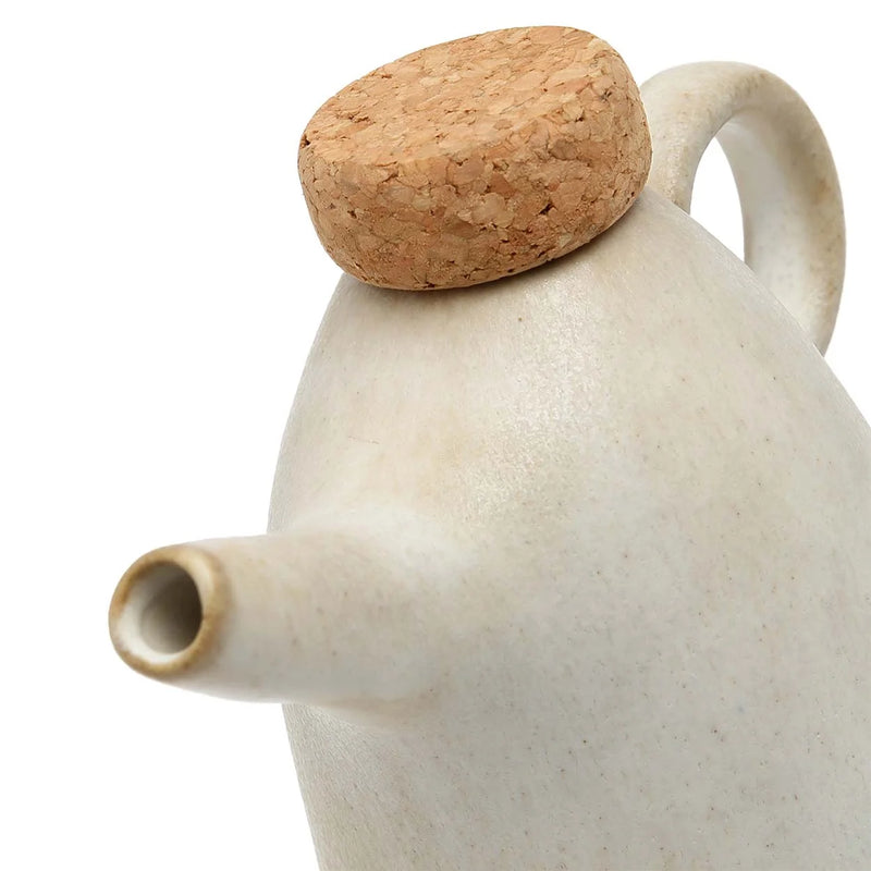 Pot en céramique blanche avec bouchon en liège pour huile d olive 19 cm