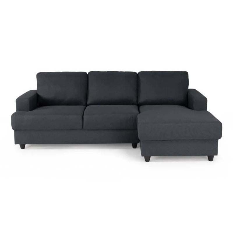 Canapé d’angle en tissu gris anthracite avec méridienne droite – 215x140 cm