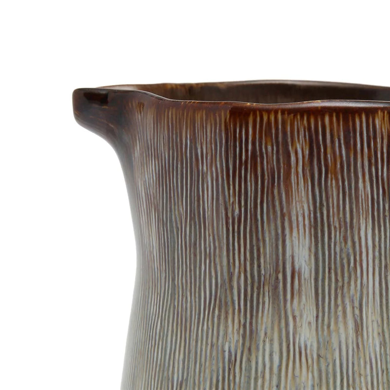 Pichet en céramique artisanale beige et brun pour la carafe en céramique blanche en lot de deux