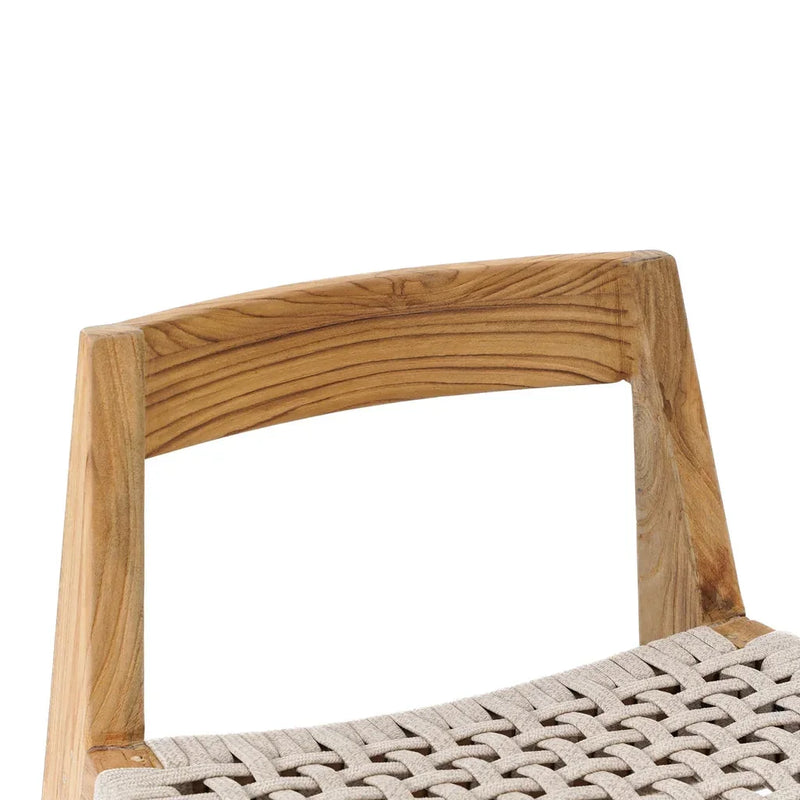 Chaise de salle à manger en bois recyclé avec dos et assise tissée