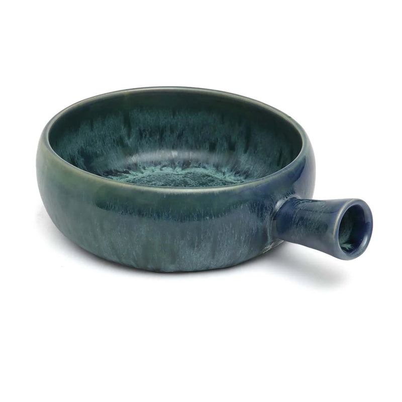 Cocotte en céramique bleue avec poignée, lot de 4, vaisselle artisanale durable