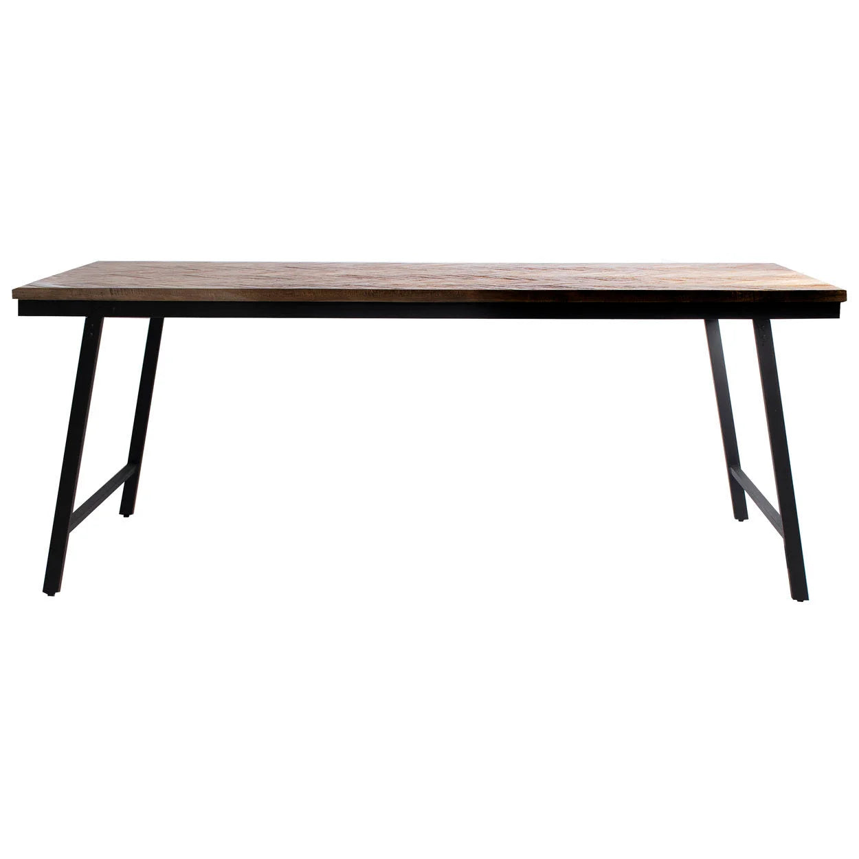 Console rectangulaire pliable en teck naturel et métal noir – 170x40 cm