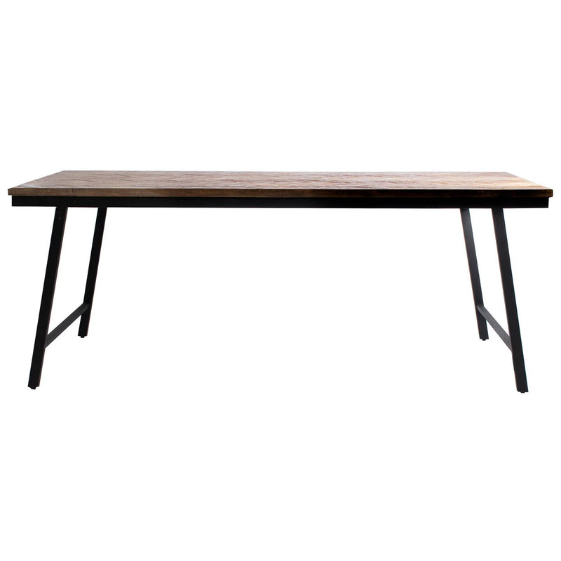 Console rectangulaire pliable en teck naturel et métal noir – 170x40 cm