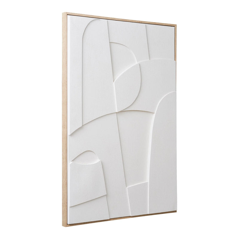 Décoration murale en toile blanche avec relief 60x90 cm