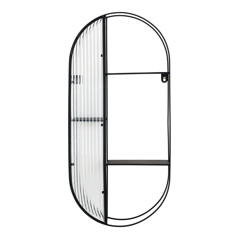 Étagère murale en verre et acier noir 3 niveaux 68 cm
