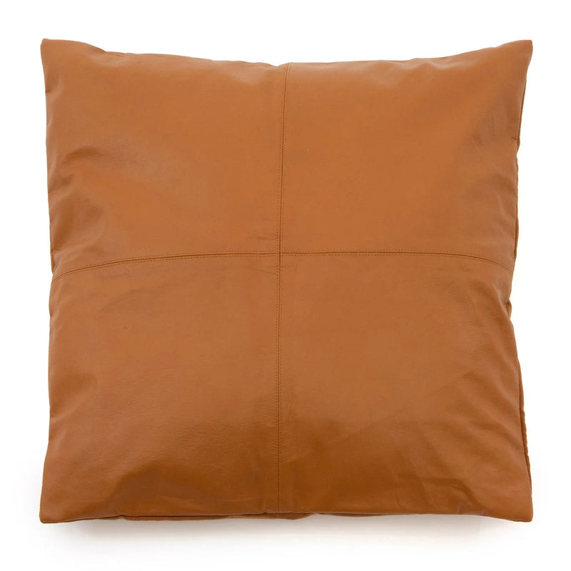 Housse de coussin en cuir camel carré - 60x60 cm