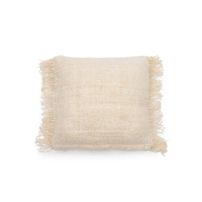 Coussin carré frangé couleur crème de 40x40 cm Oh My Gee