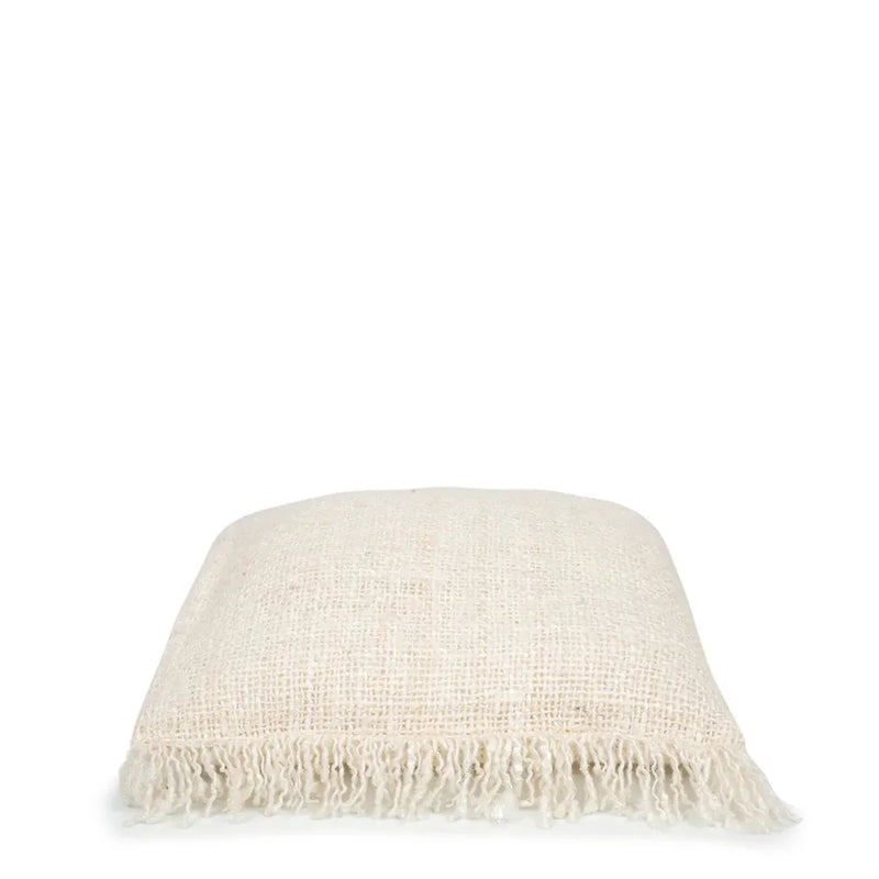 Housse de coussin Oh My Gee crème 40x40 avec franges et texture tissée