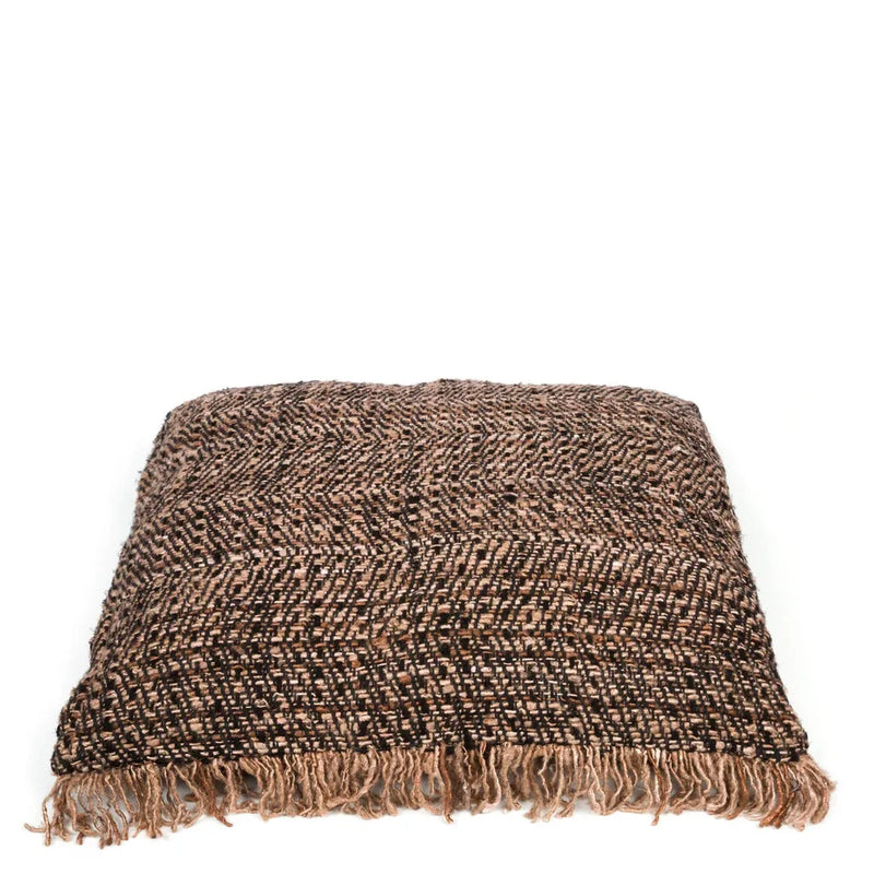 Couverture tissée brun et beige avec franges pour la housse Oh My Gee - Noir Cuivre
