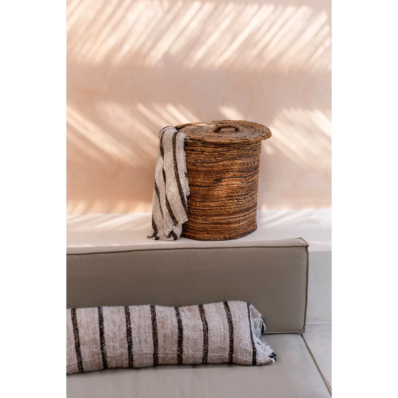 Housse de coussin rectangulaire beige en coton - 35x100 cm