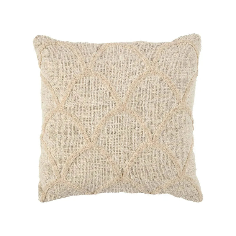 Housse de coussin en tissu naturel motif coquilles texturées écru 50x50 cm
