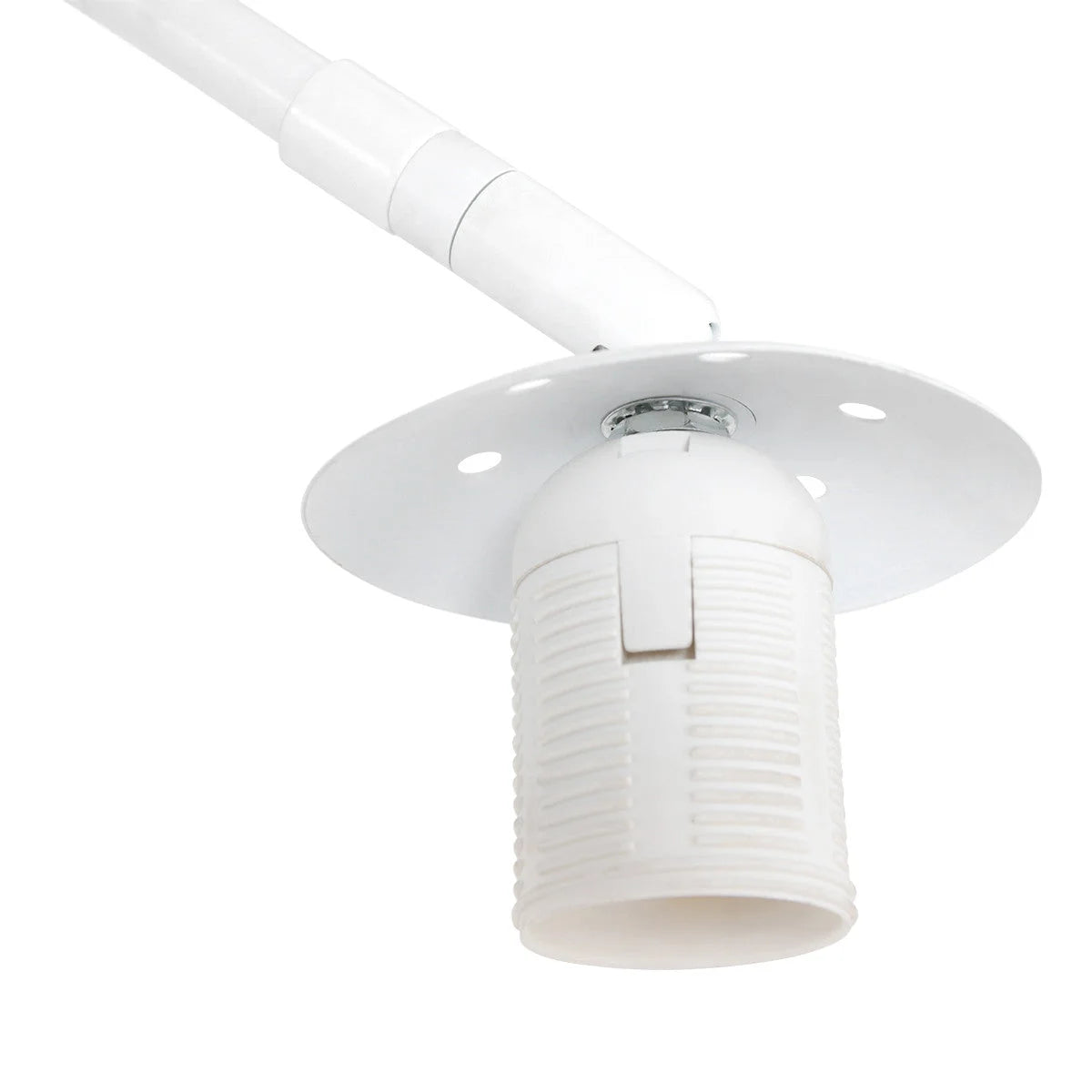 Support de plafond réglable blanc en métal avec abat-jour opalin pour Lampadaire arc H240 cm