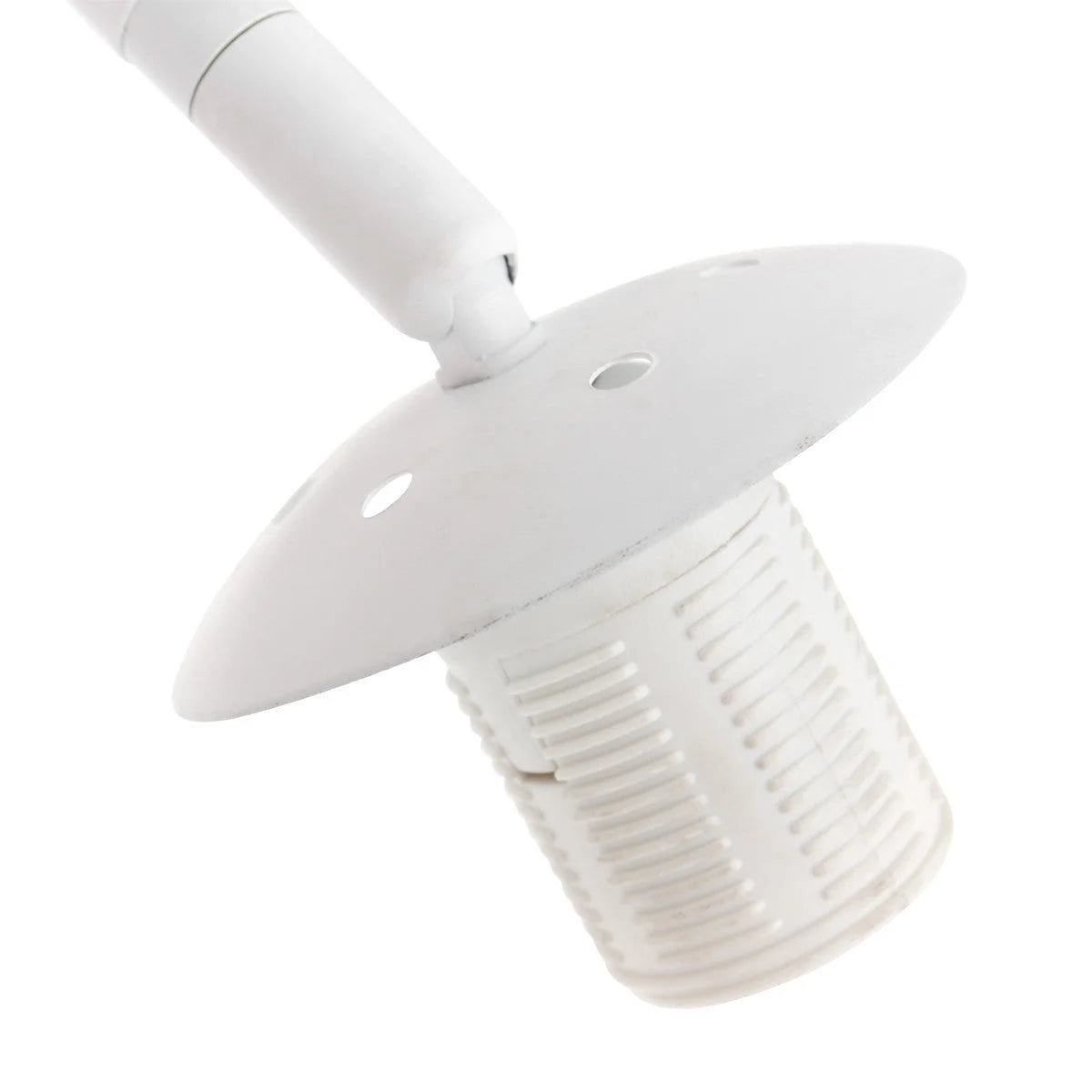 Ampoule blanche en forme de champignon avec base cylindrique rayée, lampadaire moderne
