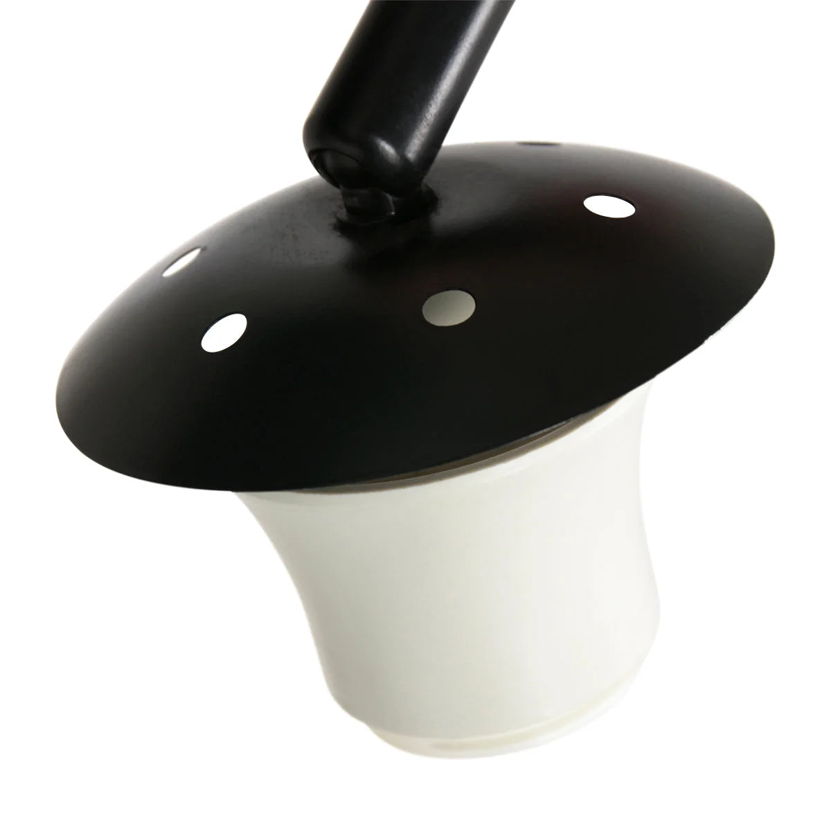 Plafonnier noir en forme de champignon avec diffuseur en verre blanc, design moderne