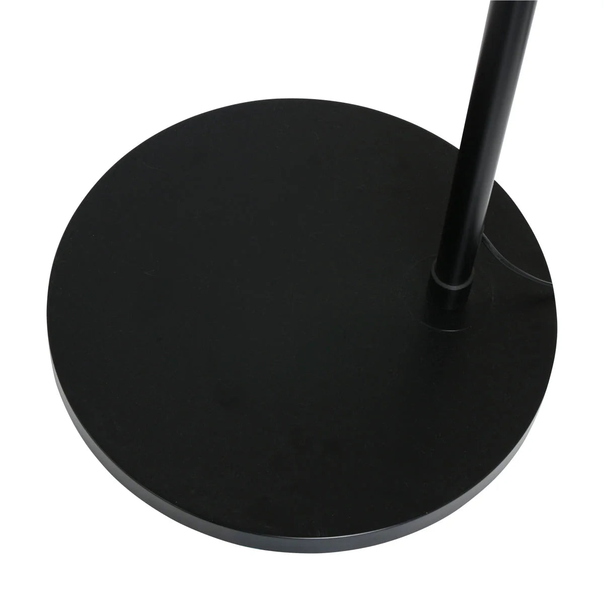Base de lampe ronde en métal noir pour lampadaire arc avec abat-jour bambou naturel