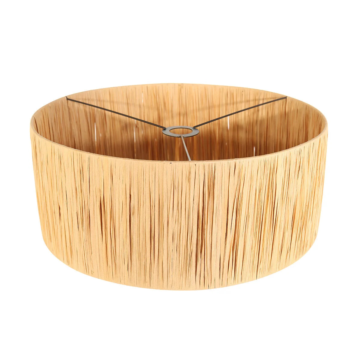 Abat-jour en fibres naturelles en raffia brun clair sur cadre métallique noir H210 cm