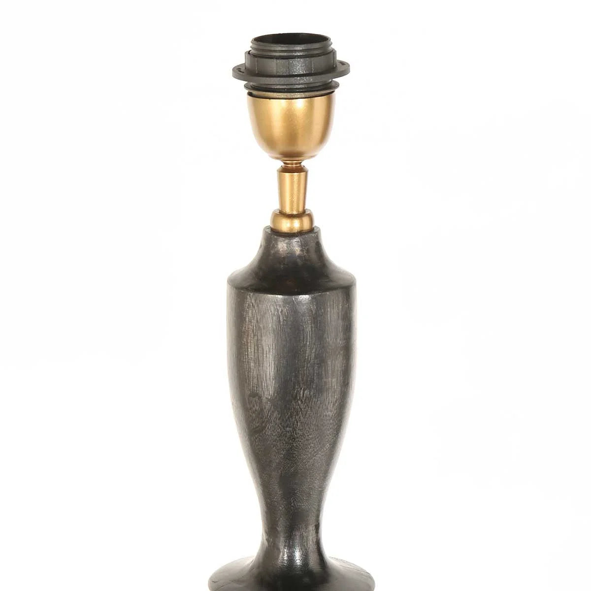 Base de lampe en métal gris foncé avec accents en laiton pour lampadaire en bois noir