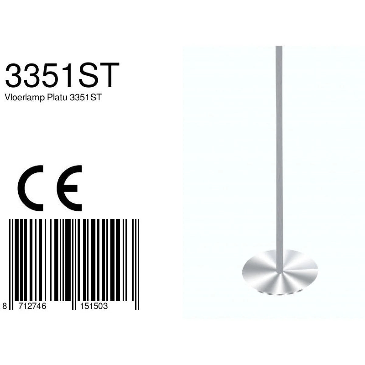 Ampoule LED dans un lampadaire en métal argenté avec bras orientable et variateur