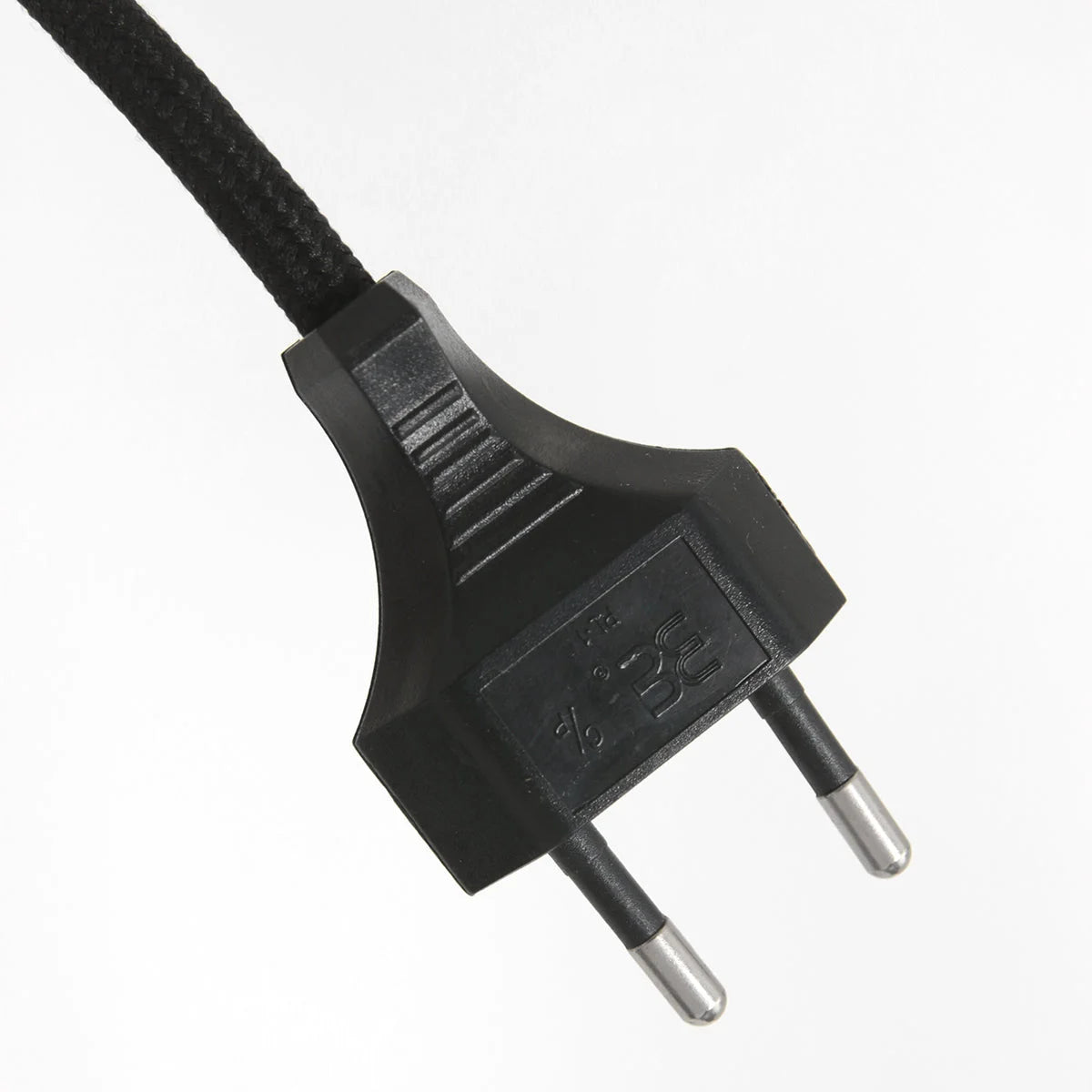 Prise électrique européenne noire à deux broches avec câble tressé pour Lampadaire métal noir