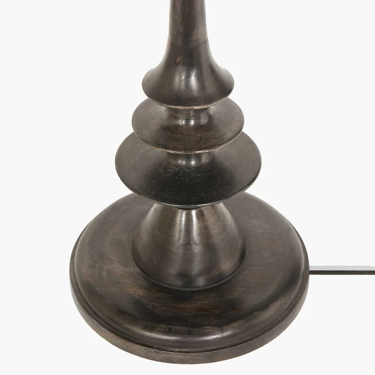 Base de lampe en bronze foncé avec détails tiers et arrondis pour Lampadaire en métal noir vieilli