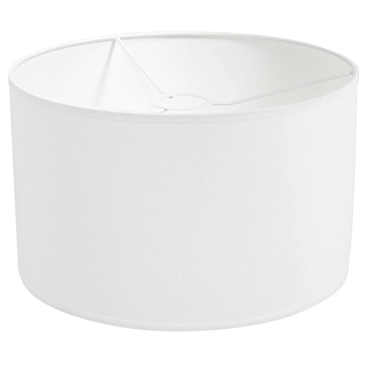 Abat-jour tambour blanc en tissu avec support à vis pour lampadaire trépied bois et métal