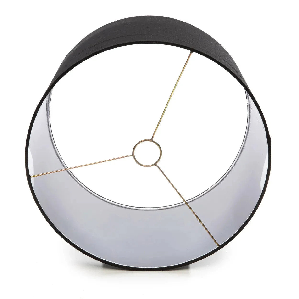 Abat-jour cylindrique en coton noir avec support en métal doré pour lampe de table