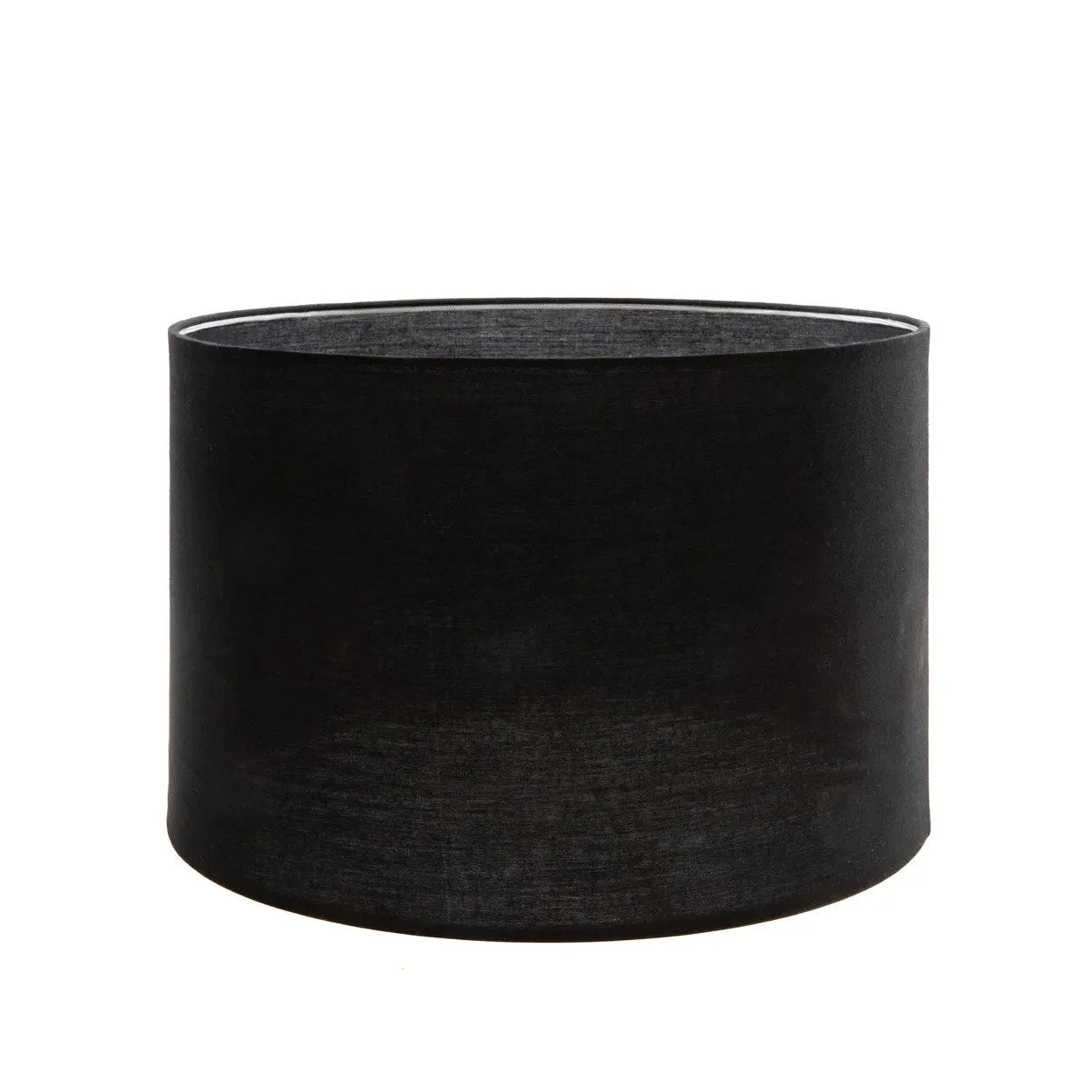 Abat-jour cylindrique en tissu noir pour lampe de table en teck H46 cm