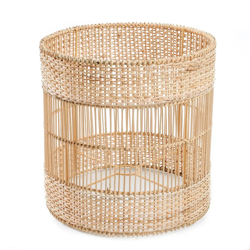 Panier rond en rotin tissé pour la lampe de table Kiska Blanc Naturel