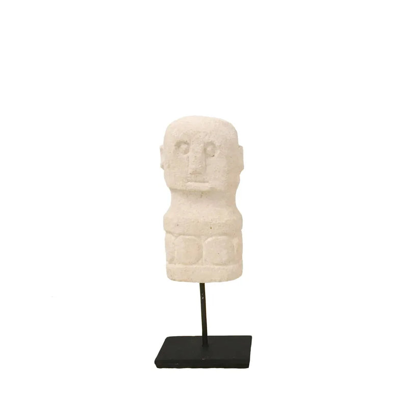 Sculpture de tête en pierre sur support, Lhomme de Sumba debout, pièce de collection