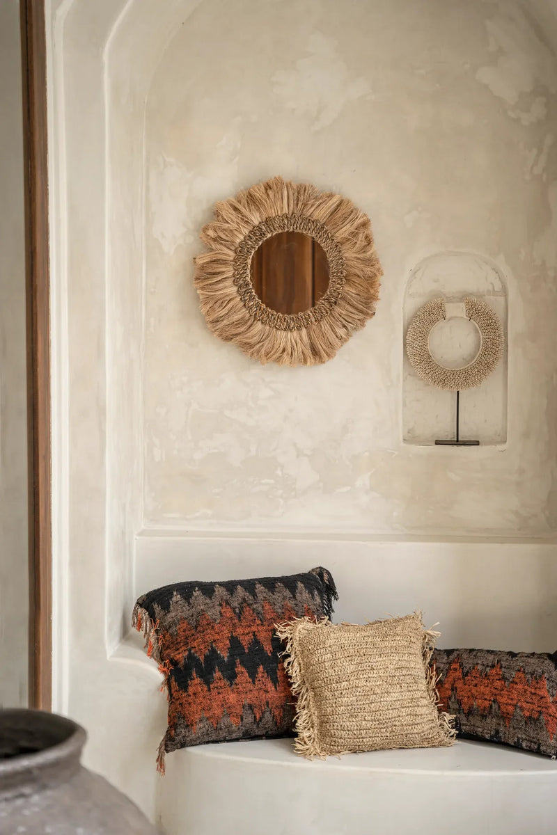 Miroir mural en herbe naturelle ronde 60 cm