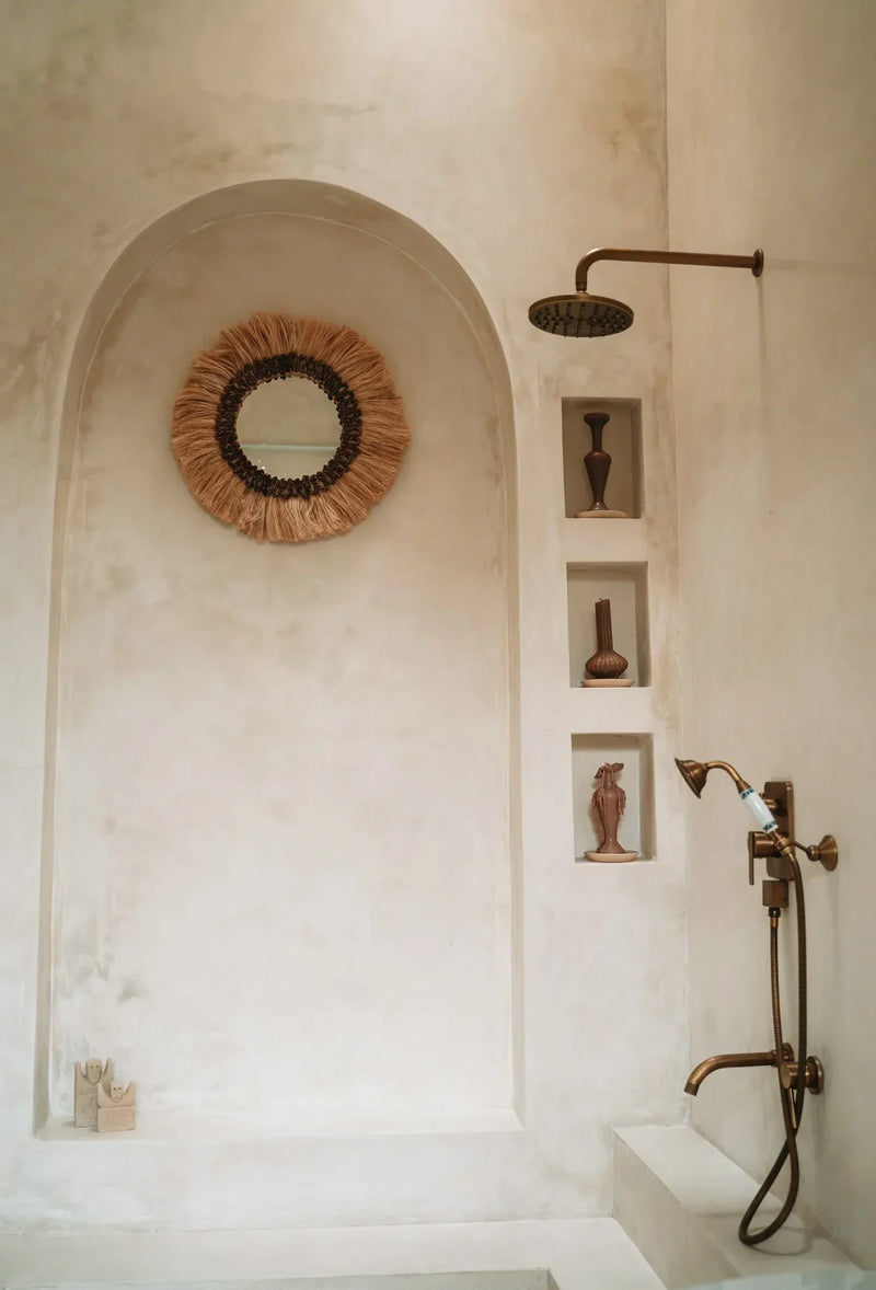 Miroir mural en herbe naturelle ronde 60 cm
