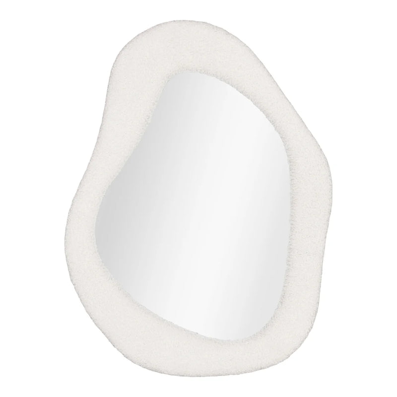 Miroir mural organique cadre bouclé écru en verre – 46x61 cm
