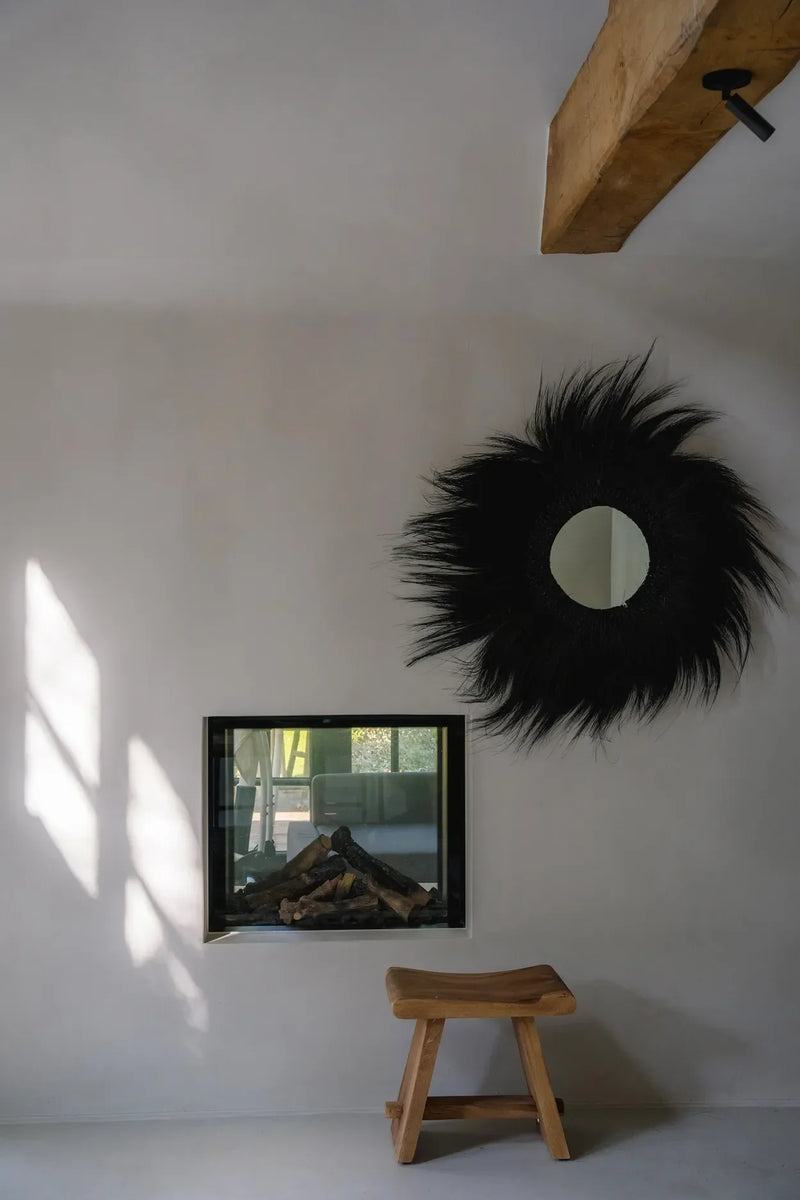 Miroir mural en rayung noir 100 cm – Modèle Simba