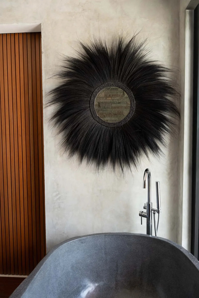 Miroir mural en rayung noir 100 cm – Modèle Simba