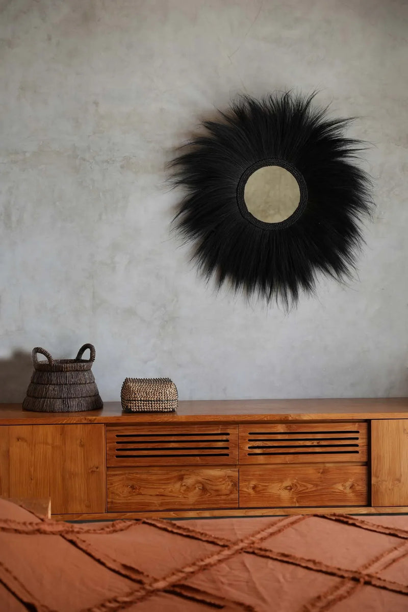 Miroir mural en rayung noir 100 cm – Modèle Simba