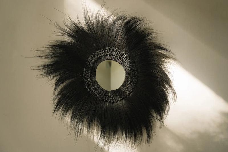 Miroir mural en rayung noir 100 cm – Modèle Simba