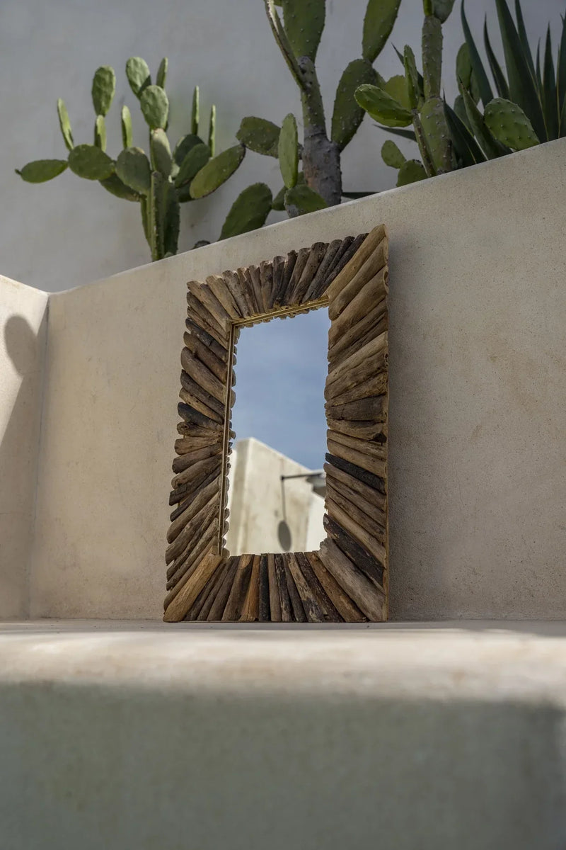 Miroir rectangulaire en bois flotté naturel 60x41 cm