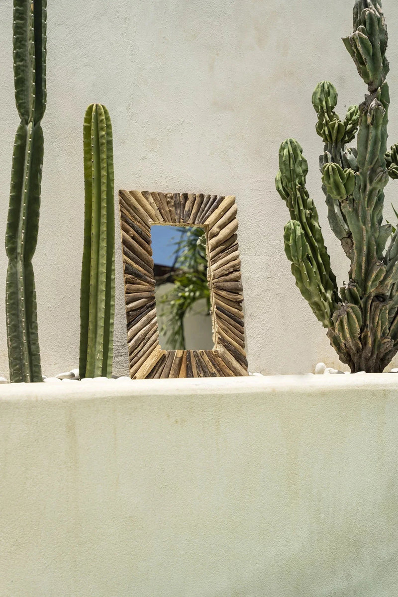 Miroir rectangulaire en bois flotté naturel 60x41 cm