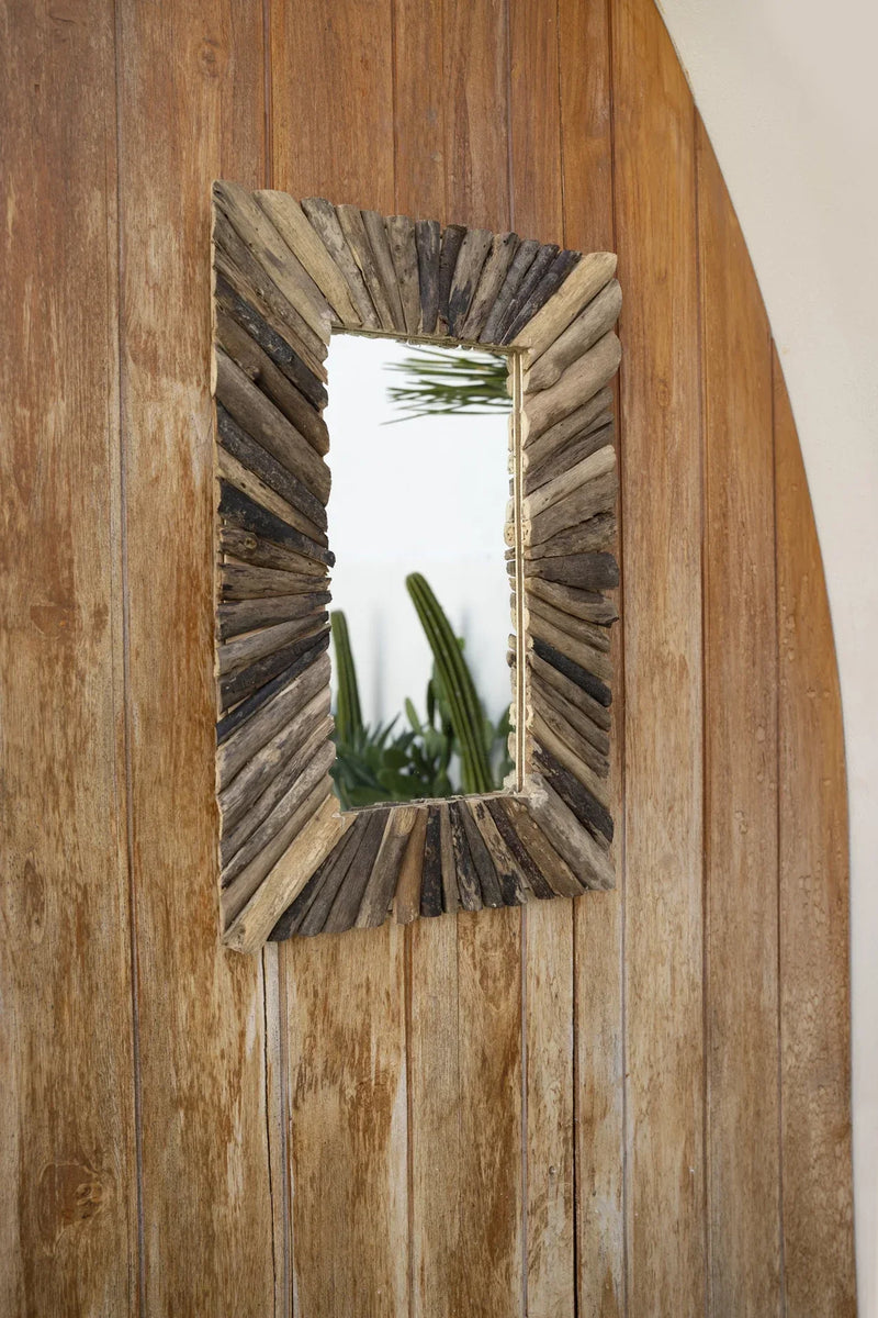 Miroir rectangulaire en bois flotté naturel 60x41 cm