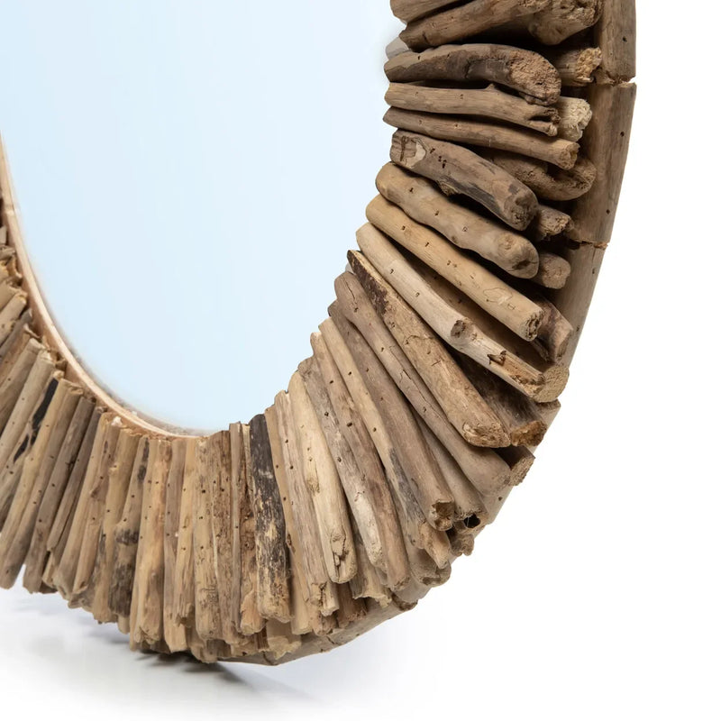 Miroir rond en bois flotté 60 cm