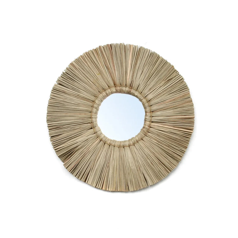 Miroir rond en herbe Alang Alang naturelle 35 cm